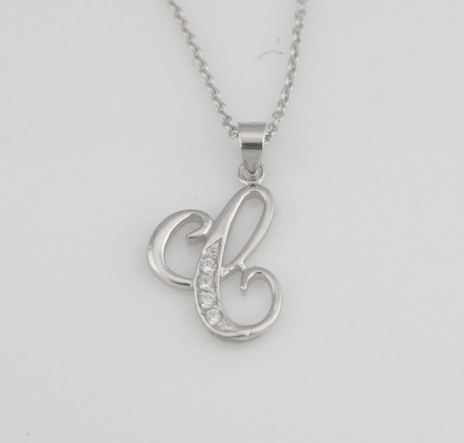 Letter C Necklace Sterling Silver Initial Necklace Silver