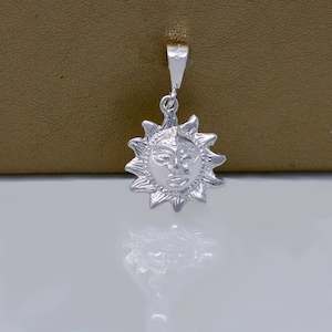 Silver Sun Necklace, Sterling Silver Sun Necklace, Sun Pendant, Celestial Jewelry, Solid Sun Necklace, Sun King Charm, Small Sun Necklace