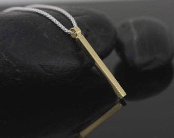 Silver Bar Necklace, Gold Over Silver Bar Necklace, Silver Two Tone Bar Necklace, Long Silver Bar Necklace, Minimalist Silver Necklace,