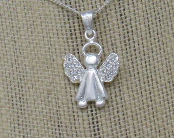 Silver Angel Necklace, Sterling Silver Angel Pendant, Silver Cupid Necklace, Eros Necklace, Silver Cupid, Silver Cherubim Necklace, Angeles