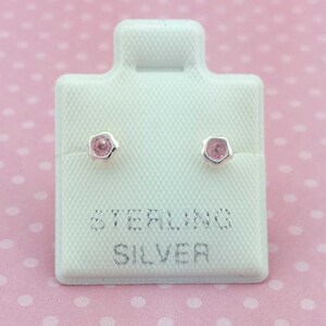 3mm Cubic Zirconia Stud Earrings, Sterling Silver Stud Earrings Bezel, Flower Stud, Flower Earrings, Broquel Biselado 3mm, Gifts for Her
