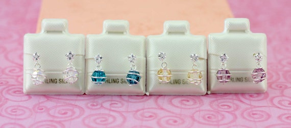 Piccoli favi - Orecchini a bottone in argento sterling 925 placcato oro a forma di nido d'ape - Italia