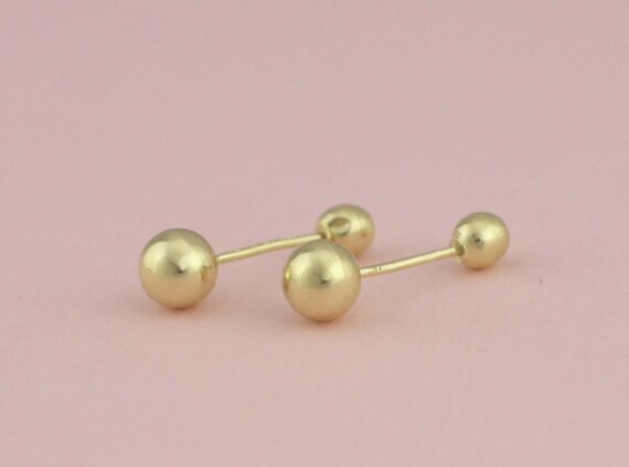 1 Pair Genuine 14CT Yellow Gold Ball Studs Earrings 5mm 