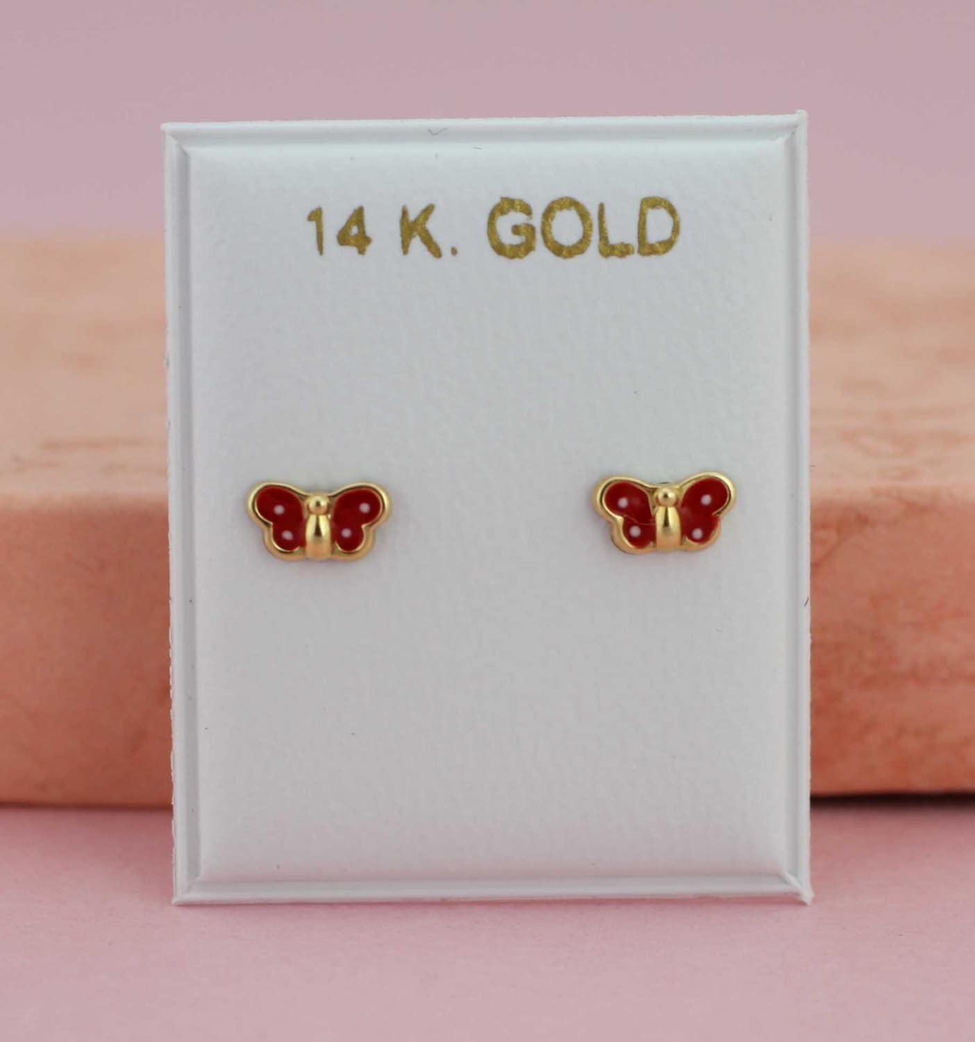 14 Karat Gold Plated CZ Butterfly Stud Earrings