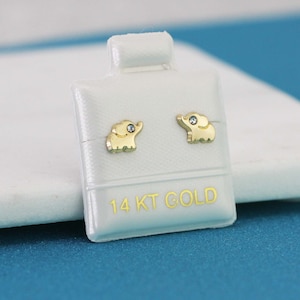 Elephant Stud Earrings, 14k Elephant Stud Earrings, 14K Yellow Gold Earrings, Gold Elephant Stud, 14k Gold Elephant Earrings, Girl Earrings