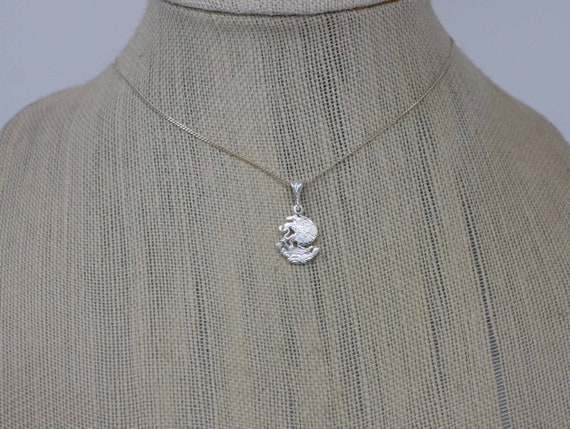 Silver Mexican Necklace, Mexican Flag Pendant, Emblema
