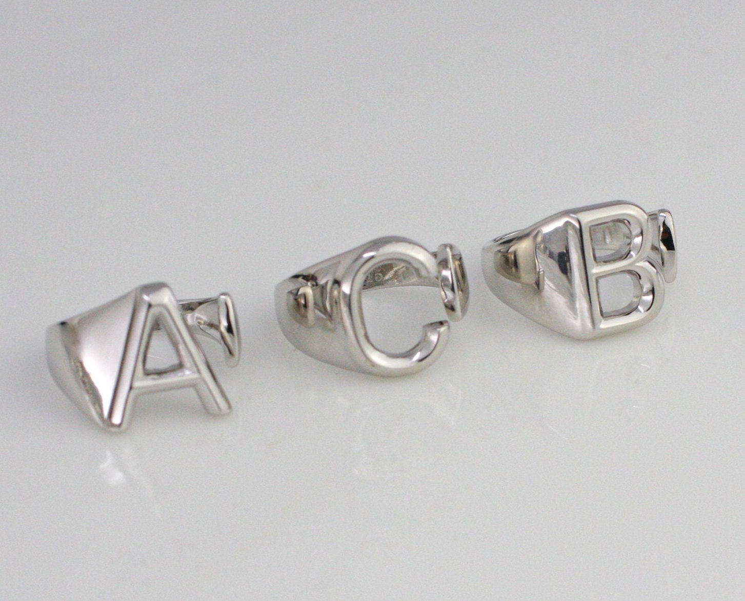 Sterling Silver Initial Ring, Personalized Silver Band Ring, Solid ...