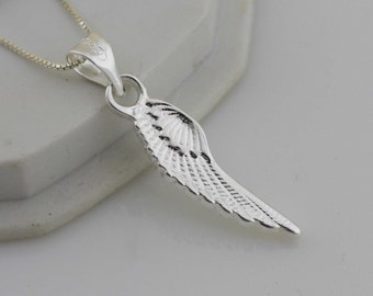 Collar de alas de ángel, collar de alas de plata esterlina, alas de ángel pequeñas, dije de ala de ángel, colgante de ala de ángel de plata esterlina, ala de plata