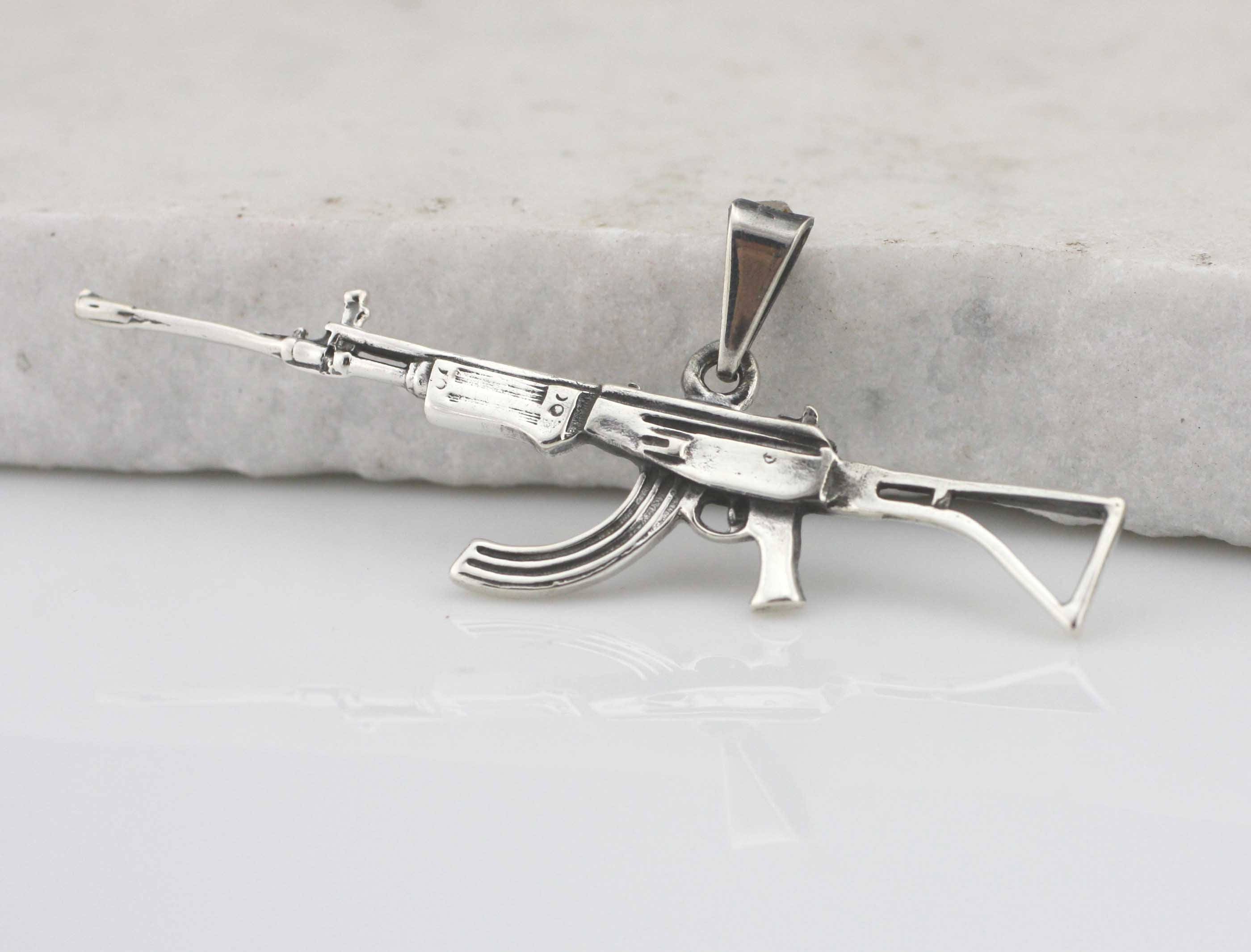Sterling Silver AK-47 Rifle Necklace AR15 Rifle Pendant - Etsy Norway