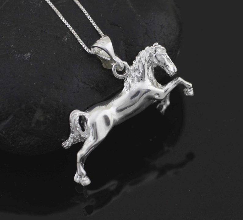 Silver Horse, Sterling Silver Horse Necklace, Horse Pendant, Silver Horse Necklace, 925 Solid Sterling Silver Horse, Animal jewelry image 2