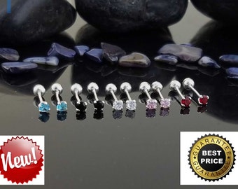 Silver Cartilage Stud Earrings, Sterling Silver 2.5mm Stud Earring, Stud  PAIR Earrings, 2.5mm Round Clear Cubic Zirconia, Screw Back Stud