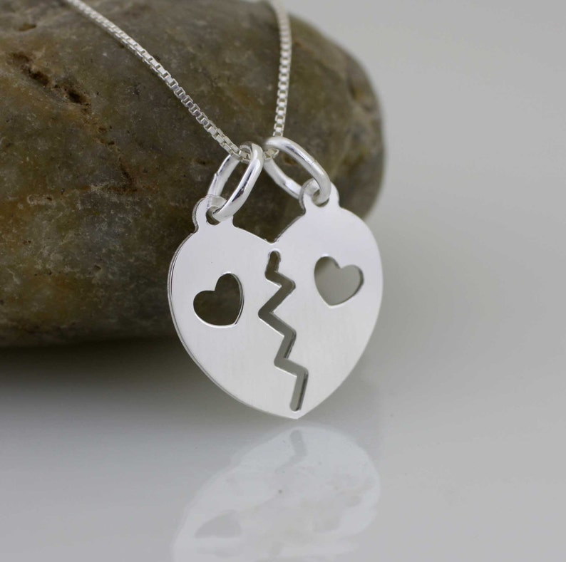 Breakaway Heart Necklace Sterling Silver Break Heart Etsy