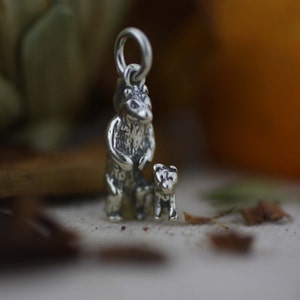 Sterling Silver Bear Family Necklace, Silver Grizzly Necklace, Black Bears Necklace, Sterling Silver 3D Bears Charm, Teddy Bear Necklace,