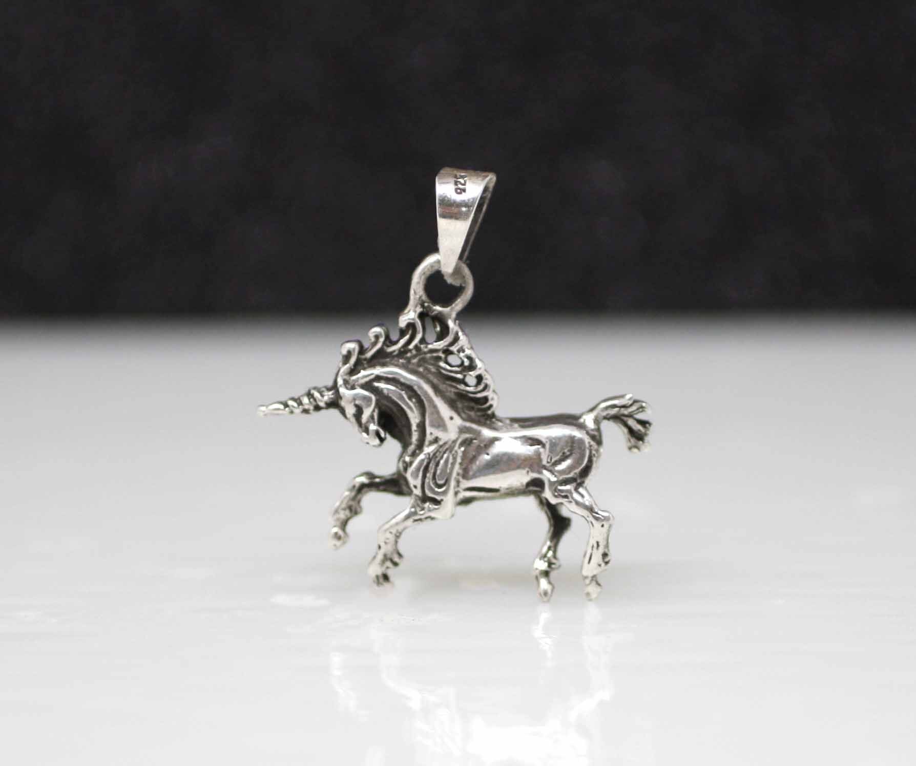 Sterling Silver Unicorn Necklace , Silver Unicorn Pendant