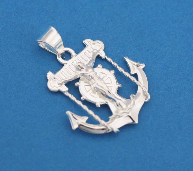 Silver Jesus Christ Anchor Necklace Jesus Christ Necklace Etsy