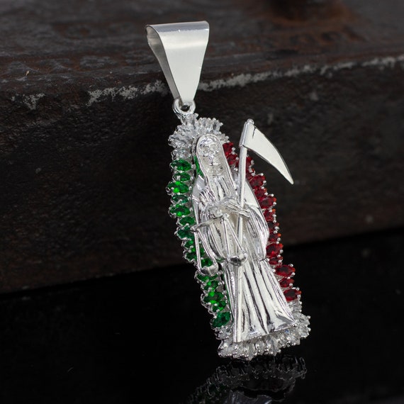 925 SILVER GRIM REAPER NECKLACE 20" LONG/CADENA DE LA SANTA MUERTE 20" 20x6mm - Foto 4