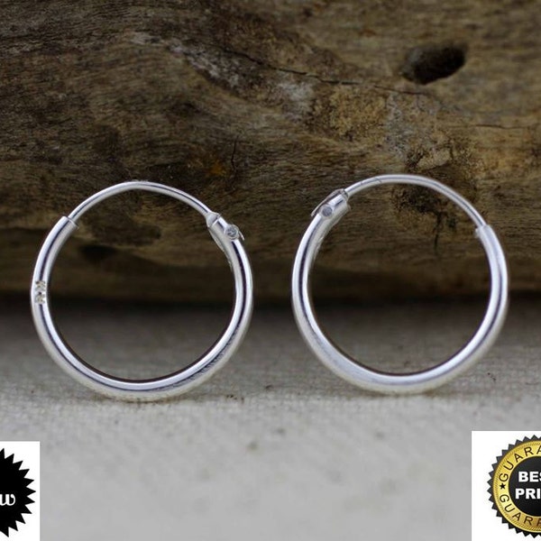 Cartilage Hoop Earrings, Sterling Silver Tiny Hoop Earrings, 12mm Sterling Silver Hoop Earrings,Small pair hoops, Silver Cartilage Hoop PAIR