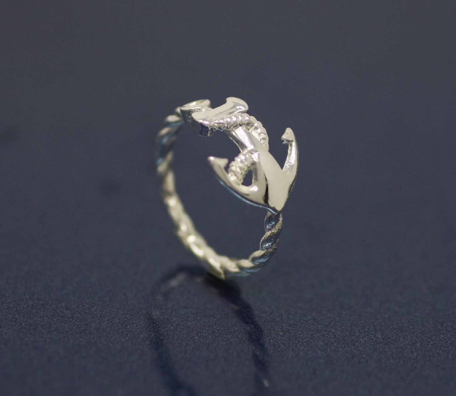 Sterling Silver Anchor Ring, Silver Anchor Ring, Sideways Anchor Ring ...