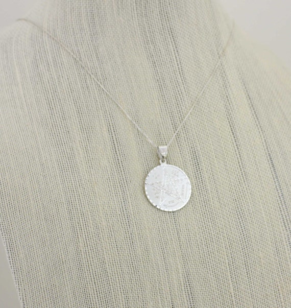 Ciondolo Pentacolo Wicca In Argento Sterling 925 Con Catena 60 Cm – Confezione Regalo