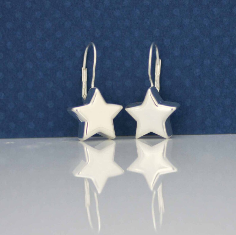 Sterling Silver Star Dangling Earring Hallow Star Earrings Etsy