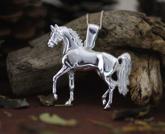 Sterling Silver Small Shire Horse Necklace P2983C | Handmade Designer  Jewellery