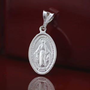 Miraculous Medal Mary Necklace, Sterling Silver Holy Mary Medal, Silver Religious Medal, La Milagrosa, Miraculous Medal, Virgin Mary Pendant