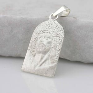 Jesus Christ Necklace, Jesus Necklace, Jesus Face Medal, Sterling Silver Divine Face of Jesus, Face of Divine Mercy Charm, Jesus Christ