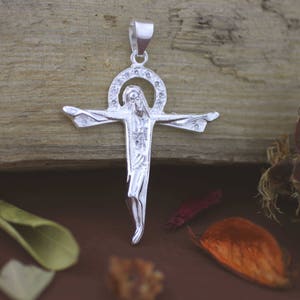 Jesus Christus Halskette, Sterling Silber Kreuz Halskette, Silber Kreuz mit Cz Anhänger, Silber Kruzifix Halskette mit CZ, katholische Halskette