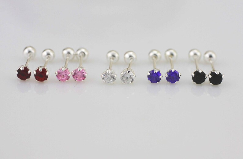 Silver Cartilage Stud Earrings Sterling Silver 3mm Stud Etsy