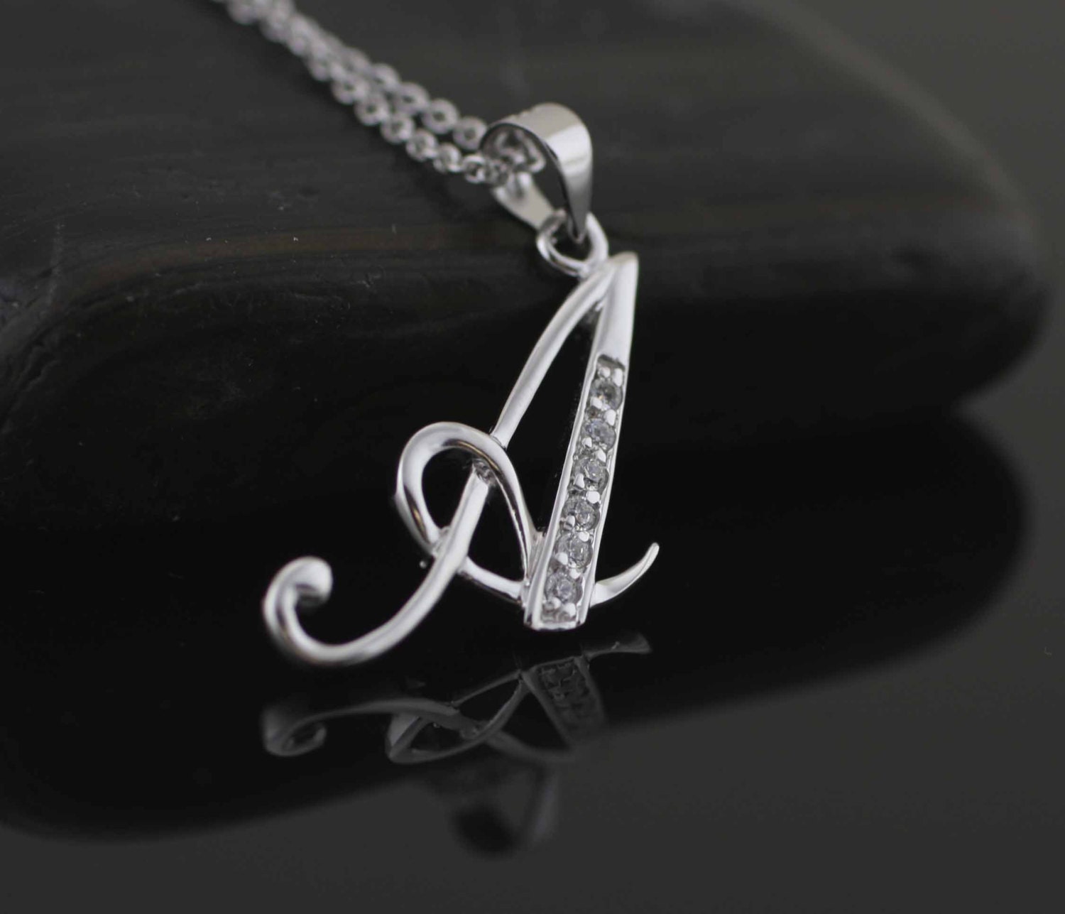 Initial Necklace Sterling Silver Initial Necklace Silver Etsy