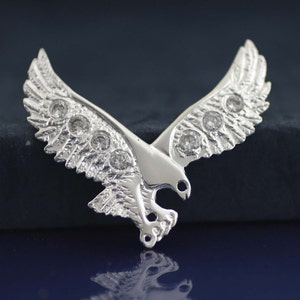 Sterling silver Eagle Necklace, Mens Necklace, Silver Eagle, American Eagle Necklace, Silver Eagle Pendant with Cz, Animal Jewelry