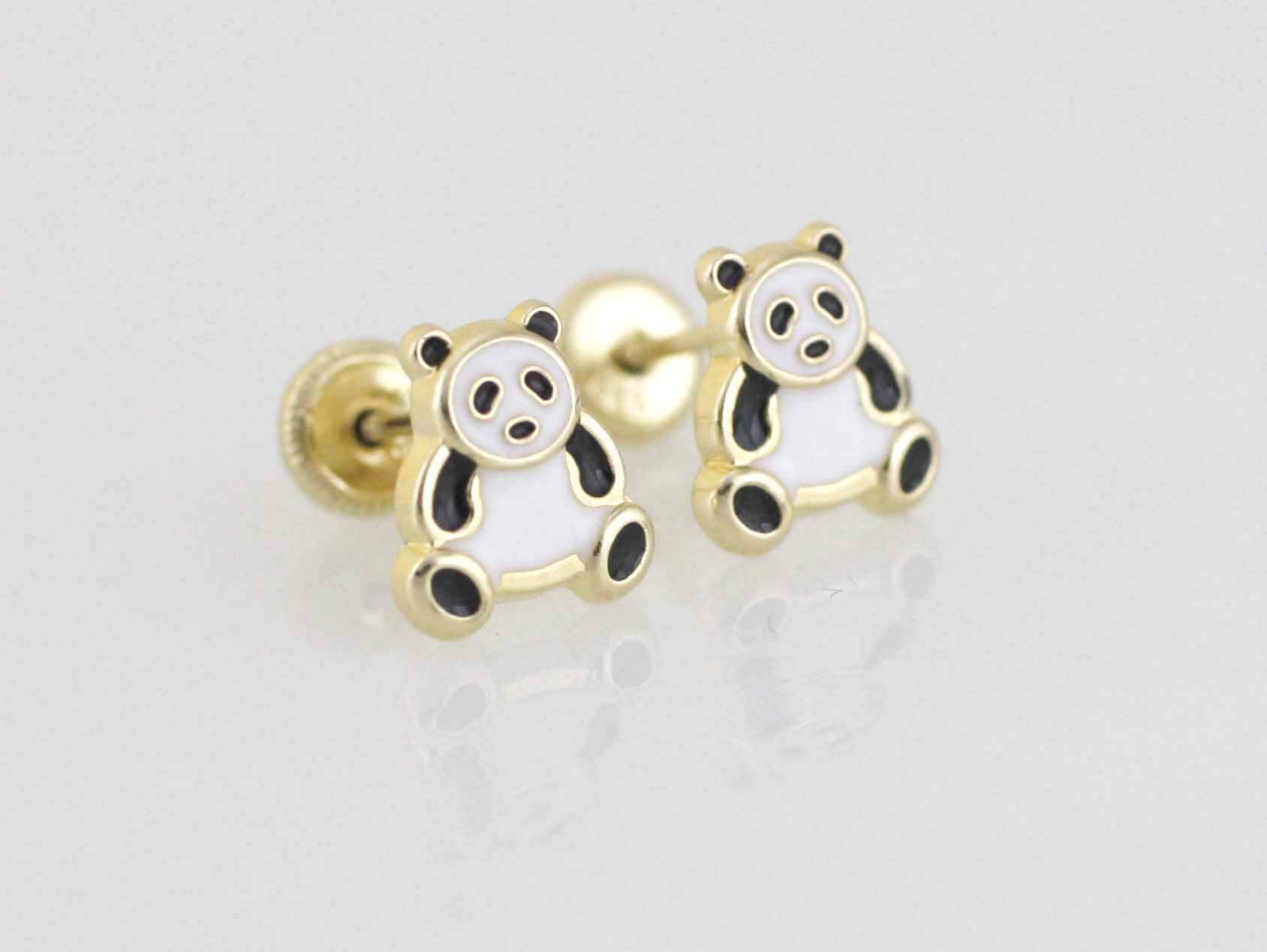 Panda earrings gold sale