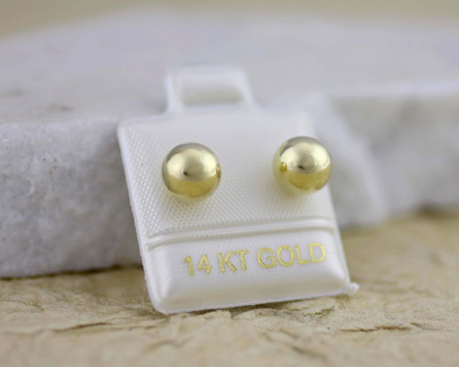 14k Yellow Gold Ball Earrings with Faceted Texture(7mm) main image 1