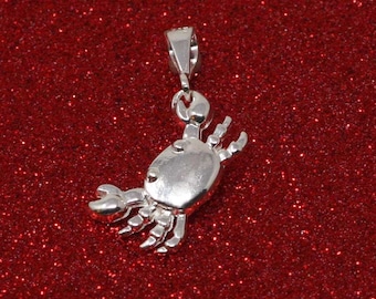 Crab Pendant, Sterling Silver Crab Necklace, Silver Cancer Pendant, Zodiac Necklace, Sea Jewelry, Cancer Sign Pendant, Crab Pendant