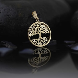 14k gouden levensboomketting, levensboomketting, 14K levensboomketting, heilige boom, gouden levensboom, hanger levensboom