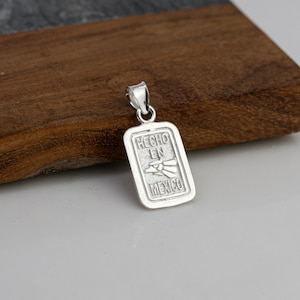 Sterling Silver &quot;Hecho en Mexico&quot; Pendant, Made in Mexico Necklace, Mexican Pride Silver Necklace, Mexico Pendant, Mexico charm,