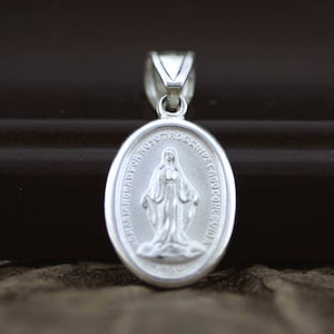 Miraculous Medal Mary Necklace, Sterling Silver Holy Mary Medal, Silver Religious Medal, La Milagrosa, Miraculous Medal, Virgin Mary Pendant