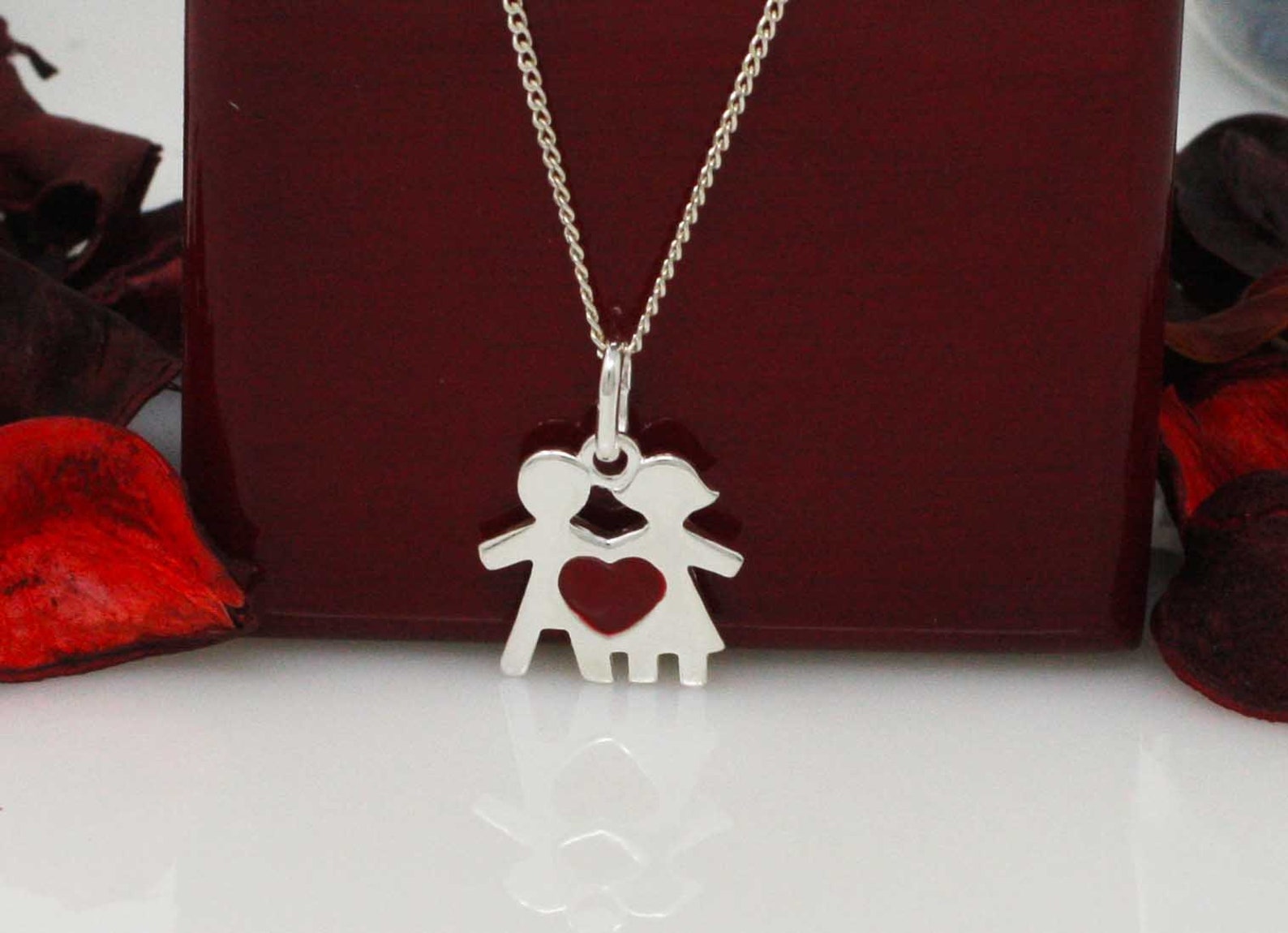 Silver Boy and Girl Necklace Silver Love Necklace Etsy