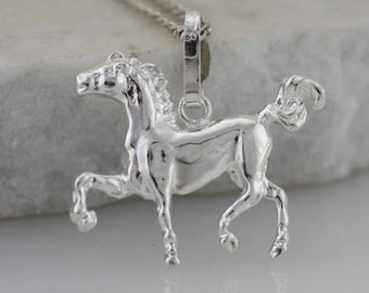 Silver Horse, Sterling Silver Horse Necklace, Horse Pendant, Horse Charm, 925 Solid Sterling Silver Horse, Silver Dancing Horsey, Caballo