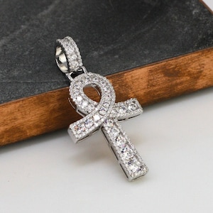 Sterling Silver Egypt Cross Necklace, Silver Egyptian Cross, Egyptian Cross, Silver Ankh Key Egyptian, Ankh Key of life symbol, Men Necklace