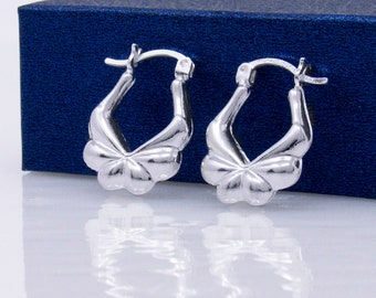 925スターリングシルバー フープパフエビイヤリング 24mm x 18mm, 金属 925 Sterling Silver 並行輸入品