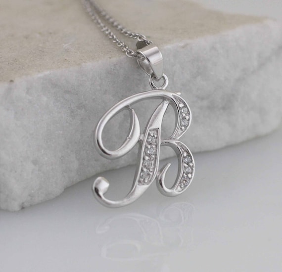 Sterling Silver Initial Necklace Silver 