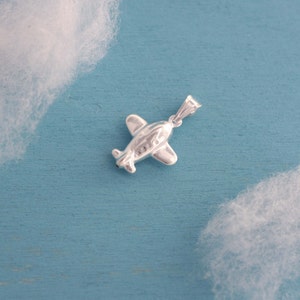 Sterling Silver Airplane Necklace, Silver Airplane Necklace, Kid Necklace, Silver Puff Plane Charm, Aviation Necklace, Aviator, Air Pilot