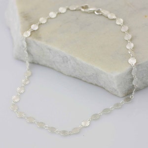 Sterling Silver Anklet, Diamond Disc Anklet, Silver Disc Anklet, Charm Anklet,  Sparkly Anklet, Beach Jewelry
