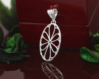 Sterling Silver Oval Necklace, Silver Modern Necklace, Silver Geometric Necklace, modern geo jewelry, Silver Boho Necklace, Vitral
