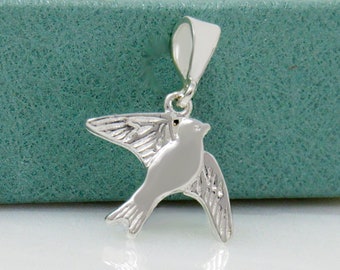 Sterling Silver Bird Necklace, Silver Bird Charm, Silver Bird Charm, Animal Jewelry, Cute Silver Necklace, Girl Jewelry