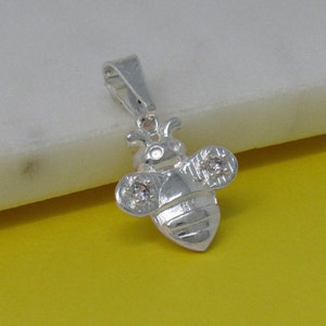 Silber Bienen Kette, Sterling Silber Kleiner Bienen Anhänger, Silber Honigbiene Halskette, Bienen Charm Halskette