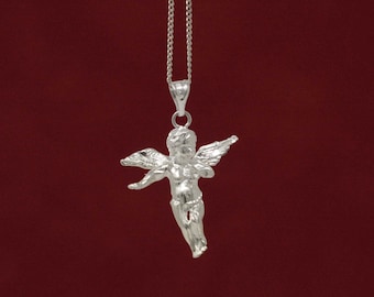 Sterling Silber Engel Anhänger, Silber Amor Halskette, Eros Halskette, Silber Amor, Silber Cherubim Halskette, Sterling Silber Engel Halsketten