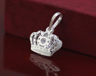 Sterling Silver Crown Necklace, Quinceañera Necklace, Silver Crown Charm with Cz, Brides necklace, Princess Necklace, Valentine's Day