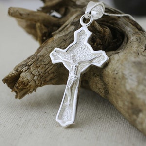 Sterling Silver Cross Necklace, Medieval Cross Necklace, Crucifix Cross Pendant, Solid Silver Cross Necklace, Silver Men Crucifix Necklace